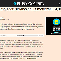 Fusiones y adquisiciones en LA movieron 134,044 mdd